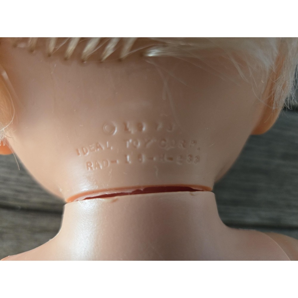 Vintage 1973 Ideal Rub A Dub Dolly 16" Baby doll Rooted Blonde Hair Blue Eyes - Picture 7 of 16